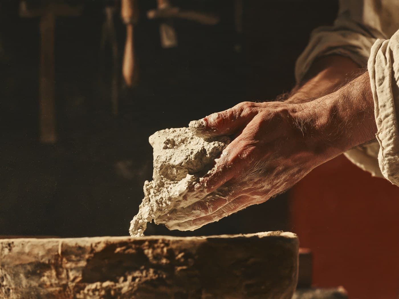 A craftsman's hands at work