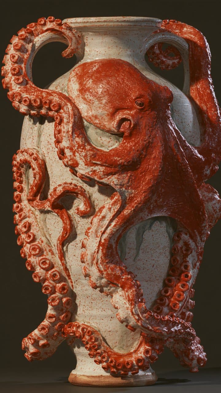 The Octopus Amphora, tall view