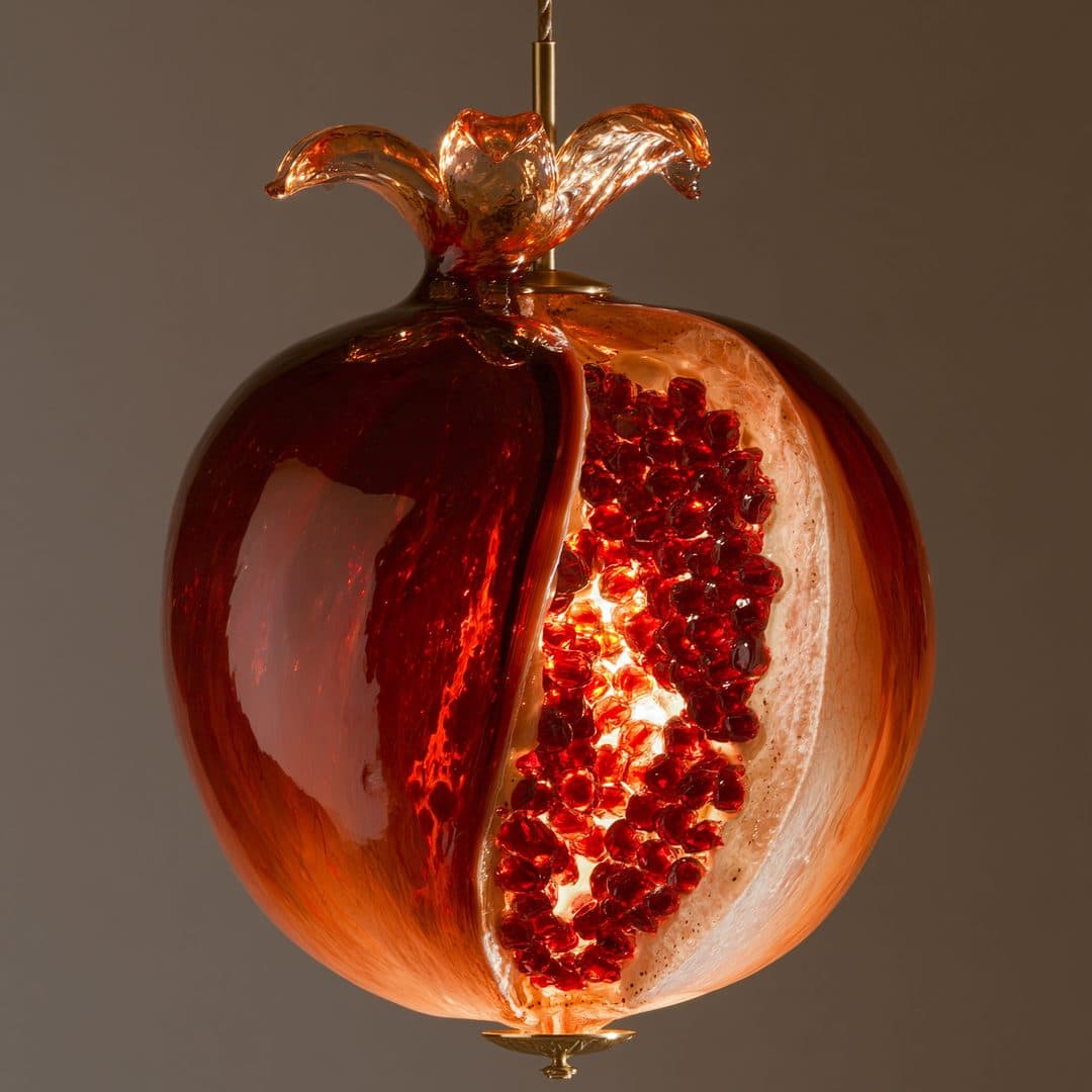 The Pomegranate: Free-blown Venetian glass pendant · 16" D
